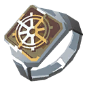 A ship's wheel sigil is emblazoned proudly on this ring. Such a symbol is sure to bring good luck to any captain that holds it.