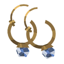 A pair of hooped earrings, each bearing a splendid sapphire.