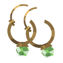 A pair of hooped earrings, each bearing a precious emerald.