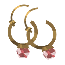 A pair of hooped earrings, each bearing a valuable ruby.