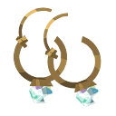 A pair of hooped earrings, each bearing a delicate opal.
